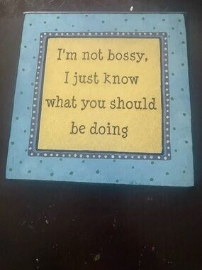 Playful Quote Wall Plaque - Yellow Center with Blue Borders